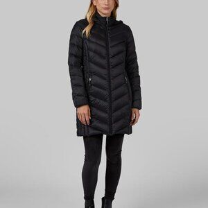 Women's 3/4 Ultra-Light Down Packable Hooded Slim Fit Coat